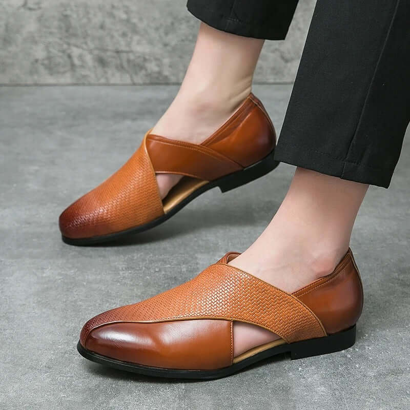 Men's Slip-On Loafers with Open Side Cut-Out and Pointed Toe