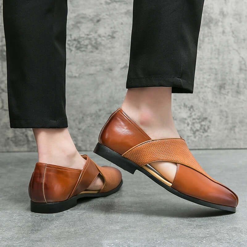 Men's Slip-On Loafers with Open Side Cut-Out and Pointed Toe
