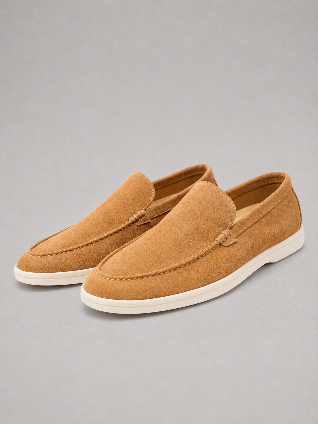Men's Slip-On Loafers with Suede-Look Finish and Rubber Sole