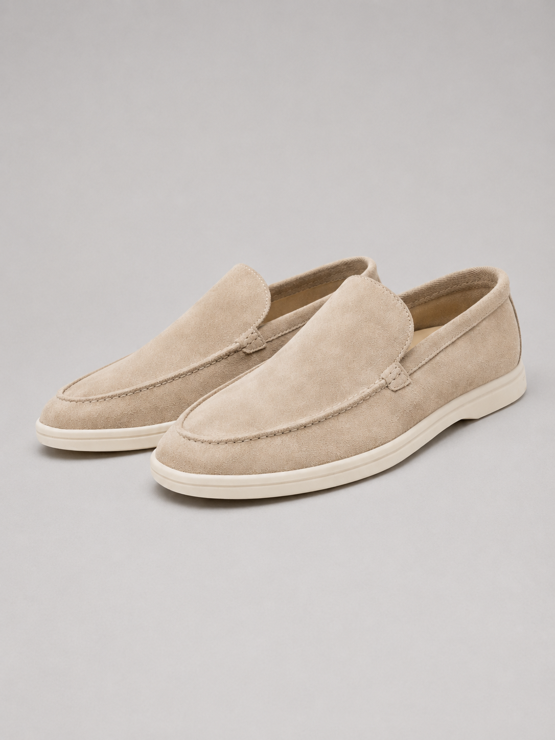 Men's Slip-On Loafers with Suede-Look Finish and Rubber Sole