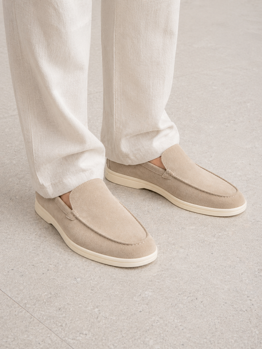 Men's Slip-On Loafers with Suede-Look Finish and Rubber Sole