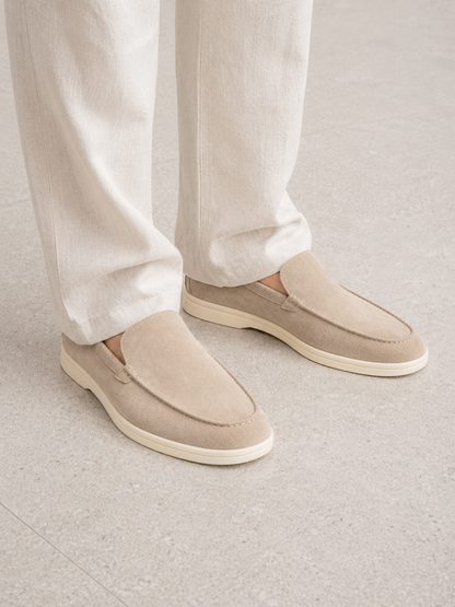 Men's Slip-On Loafers with Suede-Look Finish and Rubber Sole