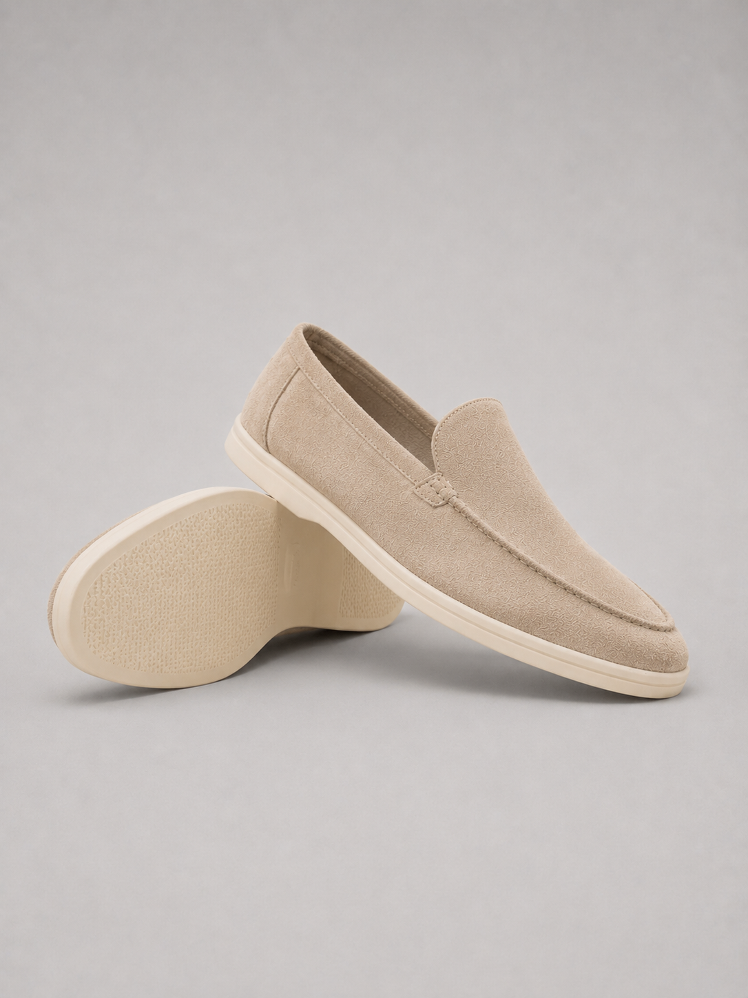Men's Slip-On Loafers with Suede-Look Finish and Rubber Sole