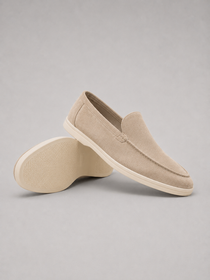Men's Slip-On Loafers with Suede-Look Finish and Rubber Sole
