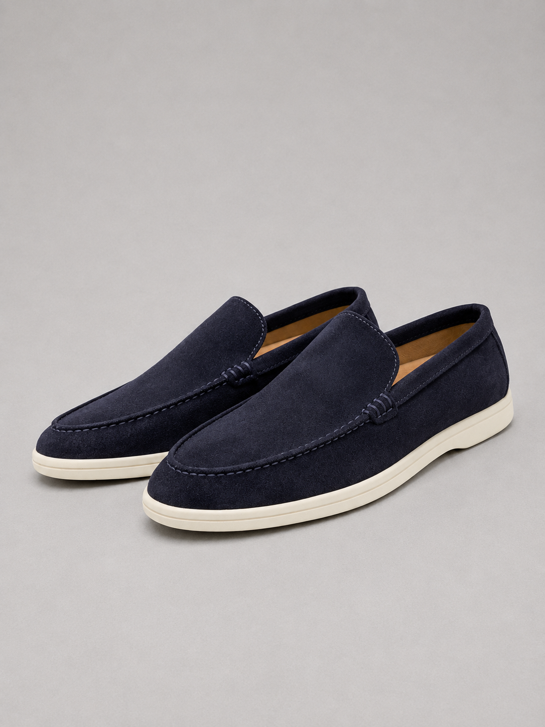 Men's Slip-On Loafers with Suede-Look Finish and Rubber Sole