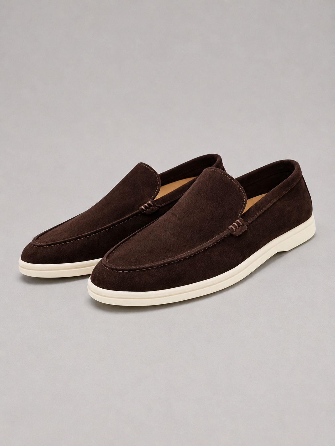 Men's Slip-On Loafers with Suede-Look Finish and Rubber Sole