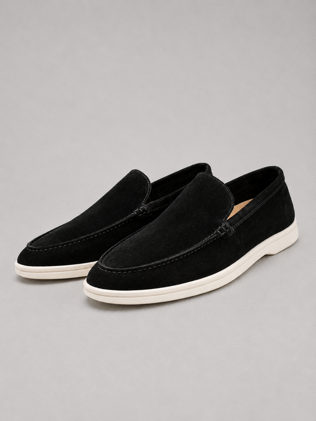 Men's Slip-On Loafers with Suede-Look Finish and Rubber Sole