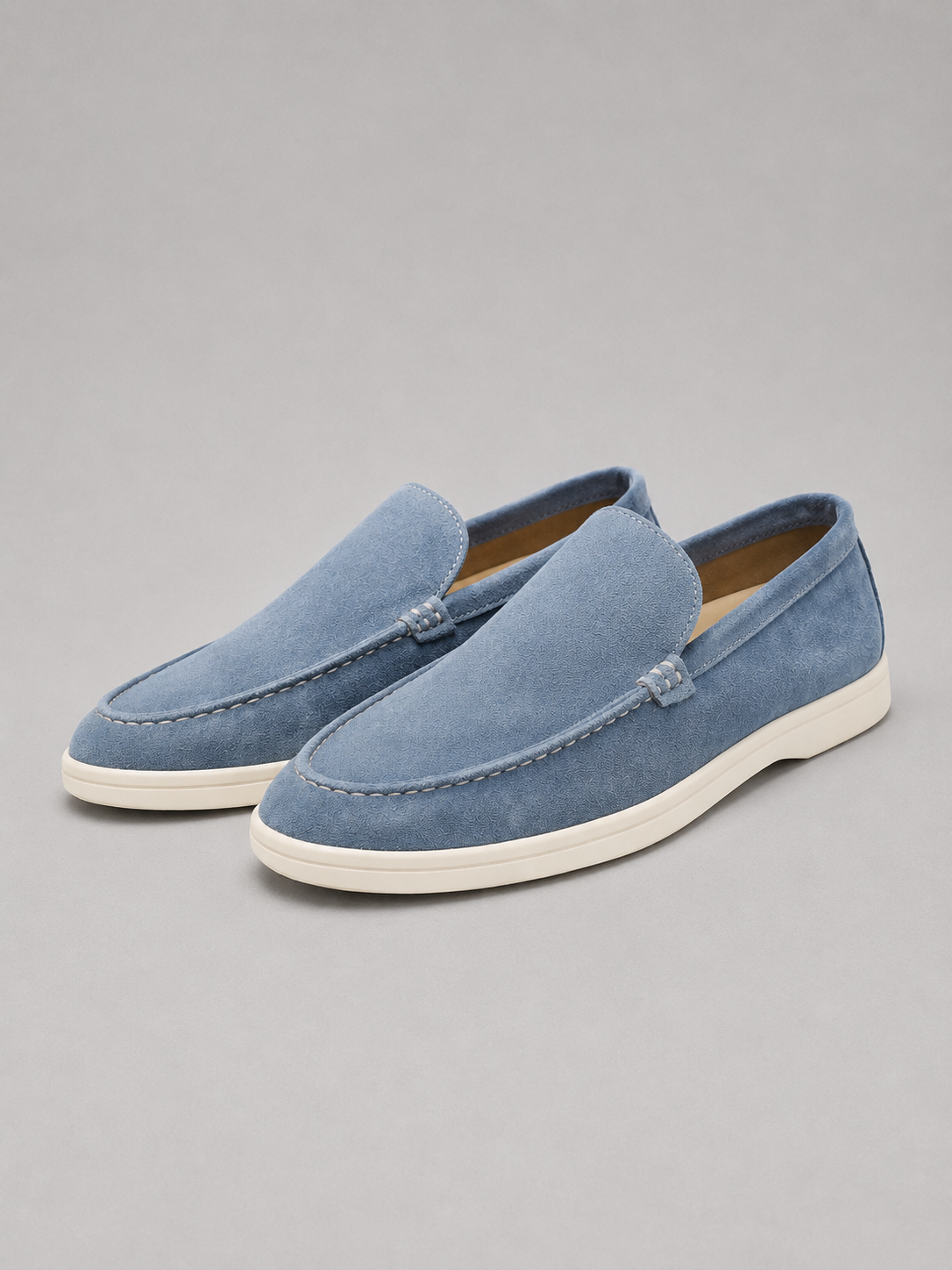 Men's Slip-On Loafers with Suede-Look Finish and Rubber Sole