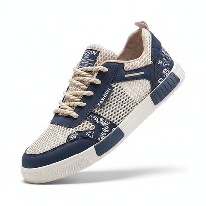 Men's Sneakers Low-Top with Mesh Panels and Paisley Print