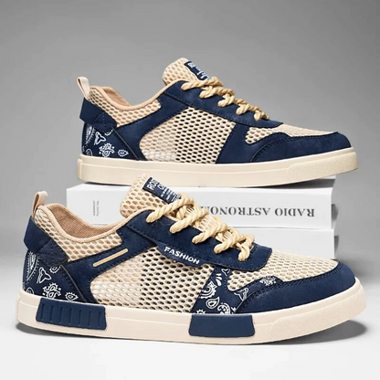 Men's Sneakers Low-Top with Mesh Panels and Paisley Print