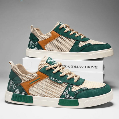 Men's Sneakers Low-Top with Mesh Panels and Paisley Print