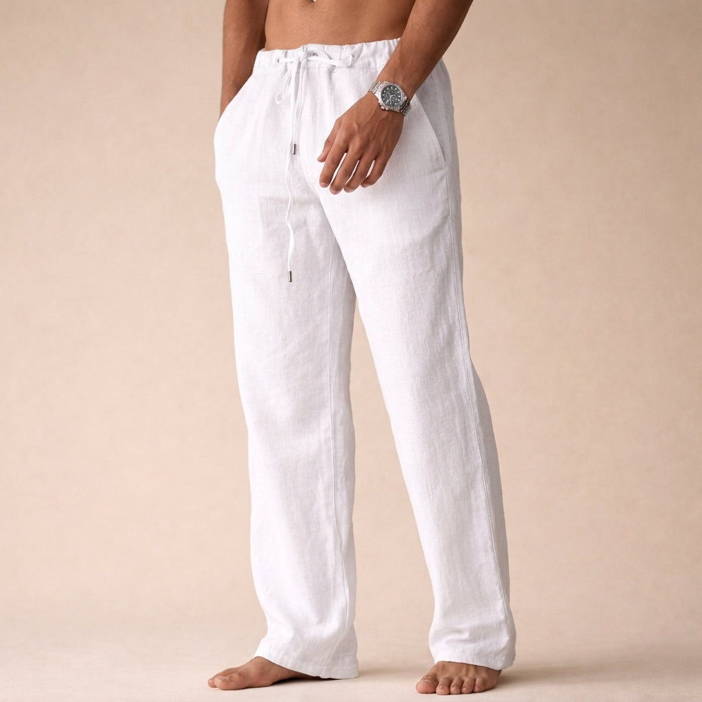 Men's Straight-Leg Trousers with Drawstring Waist