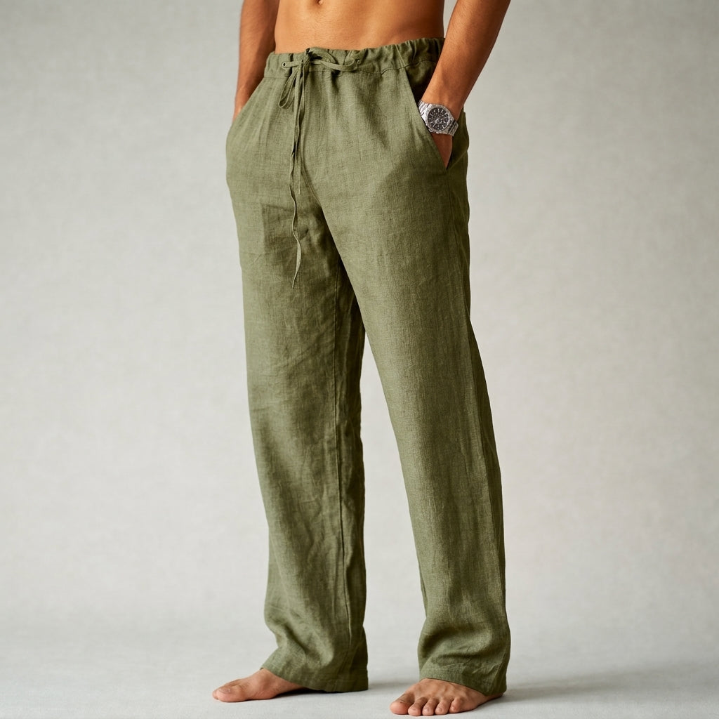 Men's Straight-Leg Trousers with Drawstring Waist