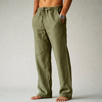 Men's Straight-Leg Trousers with Drawstring Waist