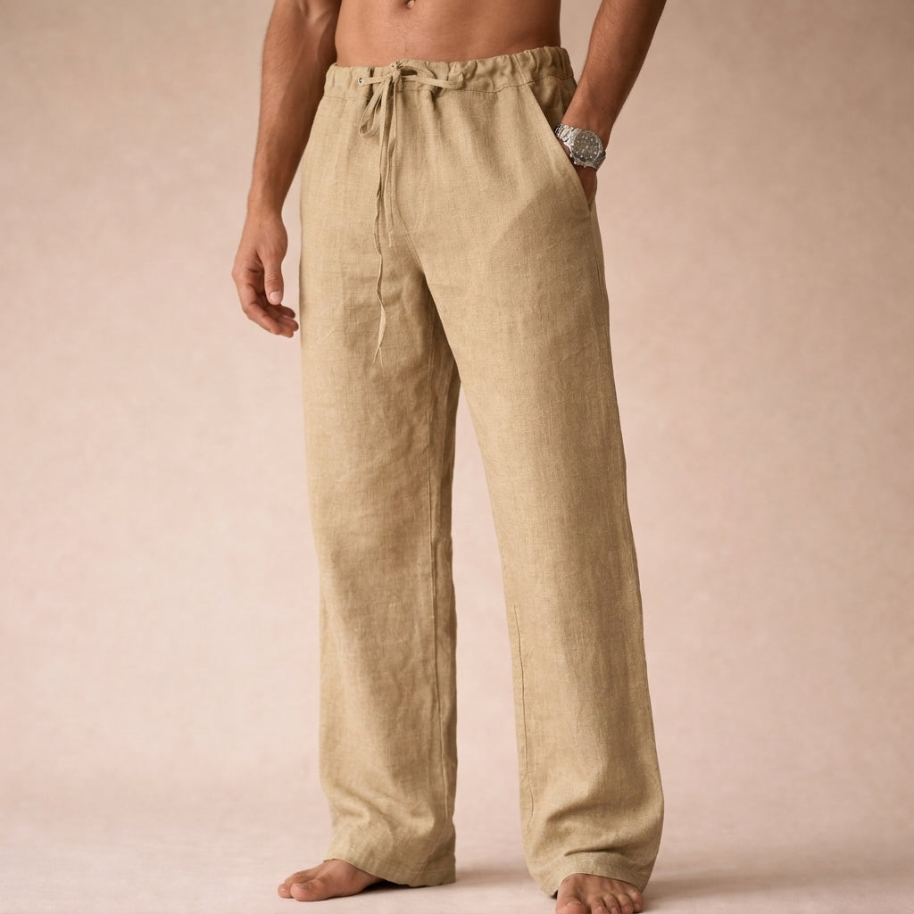Men's Straight-Leg Trousers with Drawstring Waist