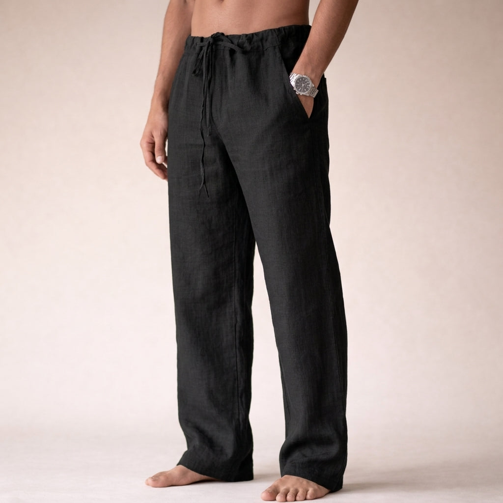 Men's Straight-Leg Trousers with Drawstring Waist