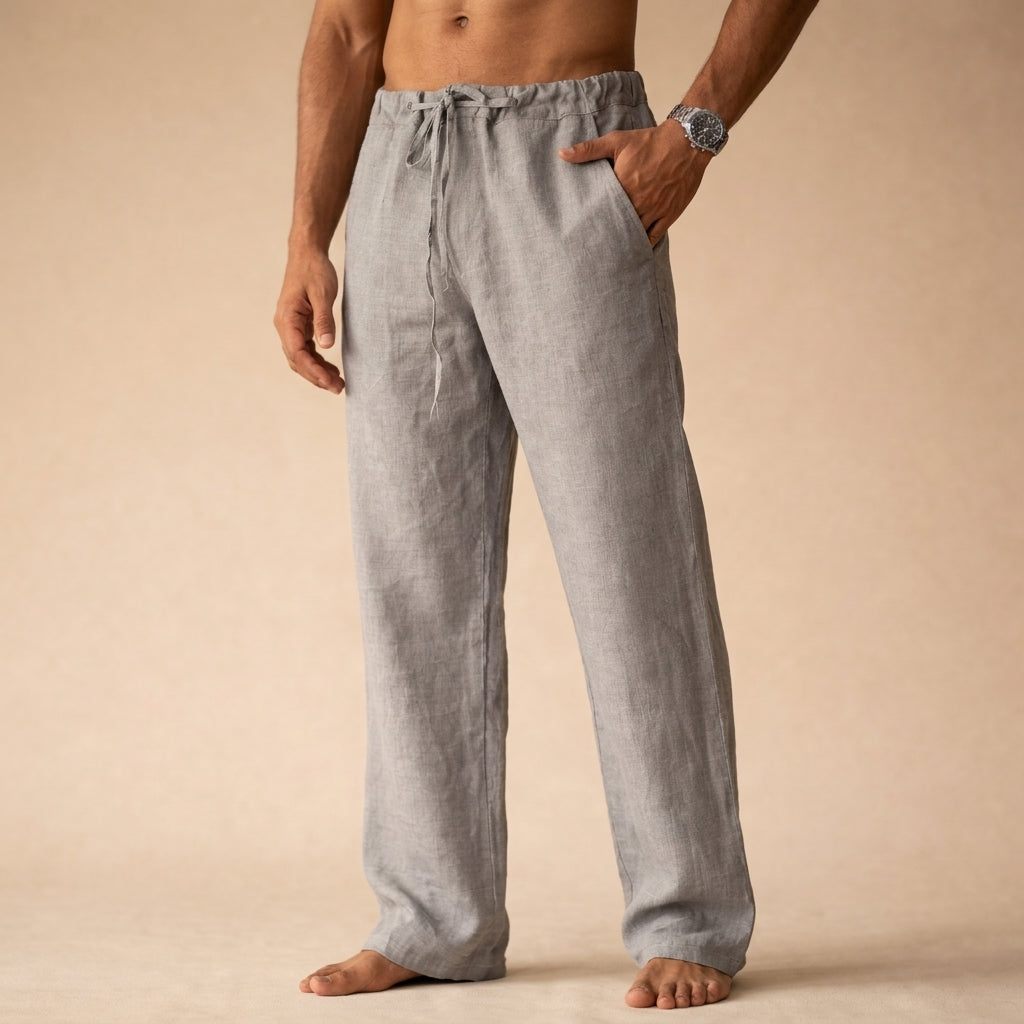 Men's Straight-Leg Trousers with Drawstring Waist