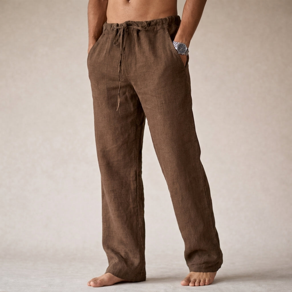Men's Straight-Leg Trousers with Drawstring Waist