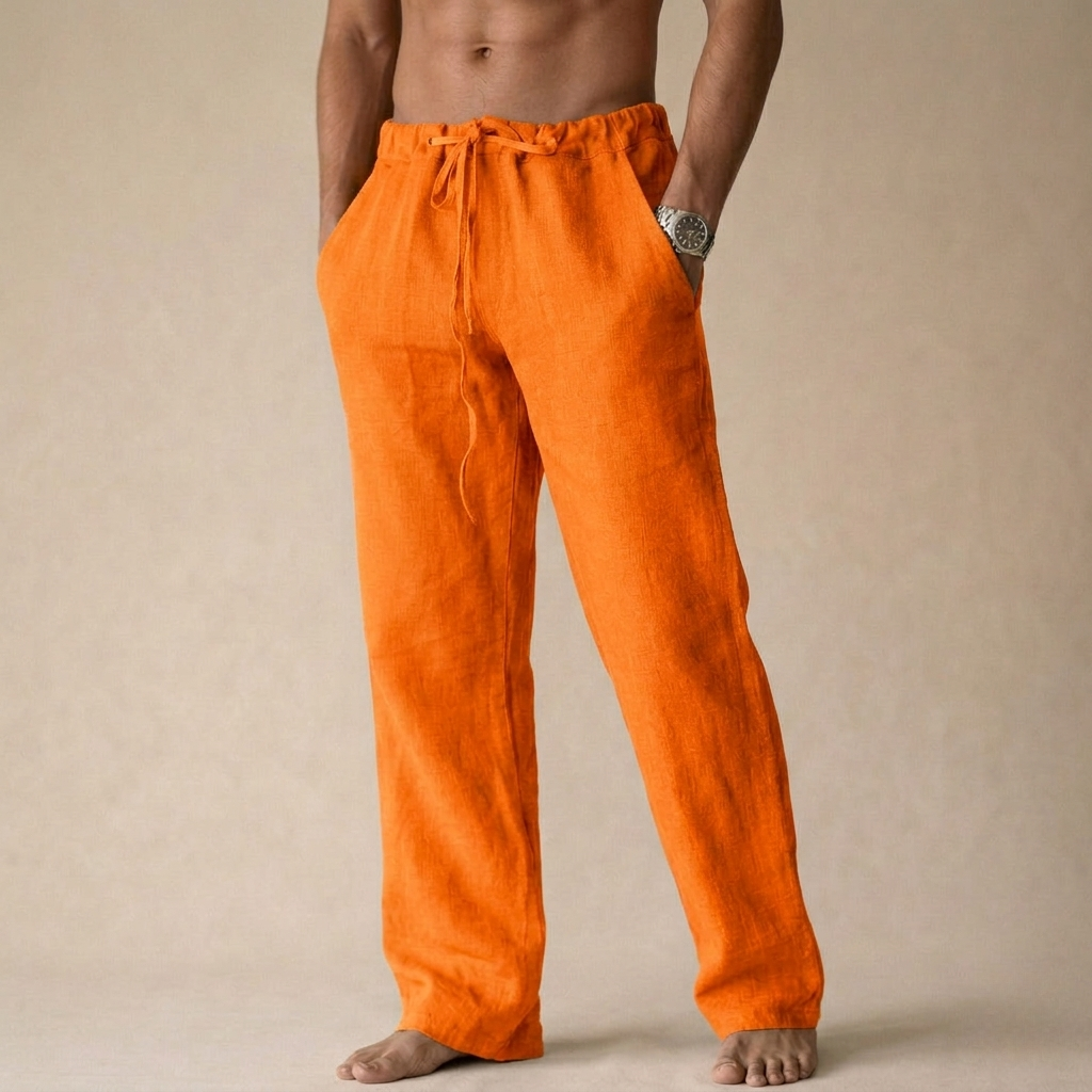 Men's Straight-Leg Trousers with Drawstring Waist
