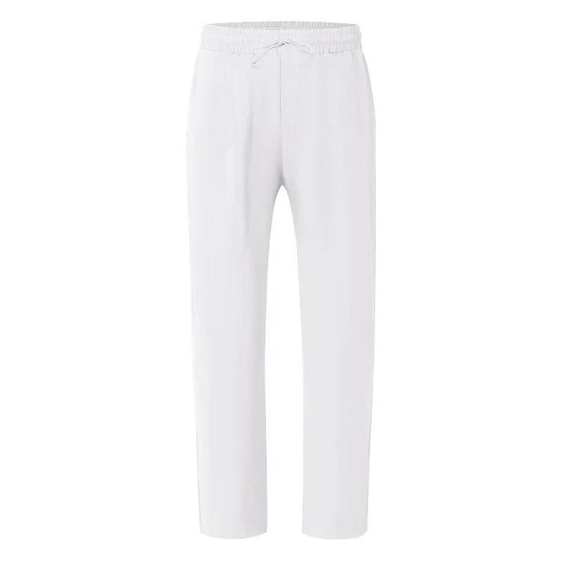 Men's Straight Leg Trousers with Elastic Drawstring Waist