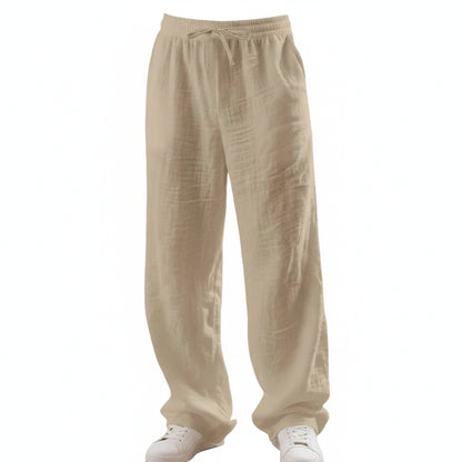 Men's Straight Leg Trousers with Elastic Drawstring Waist