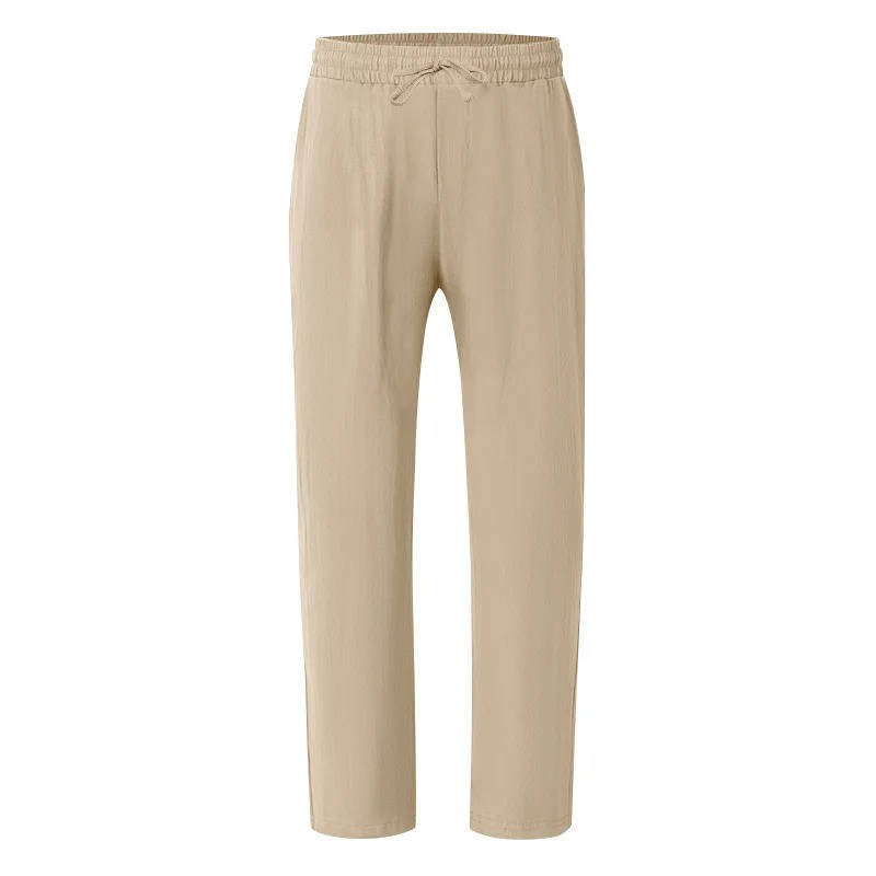 Men's Straight Leg Trousers with Elastic Drawstring Waist