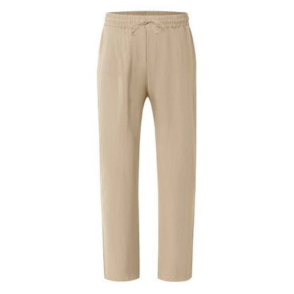 Men's Straight Leg Trousers with Elastic Drawstring Waist