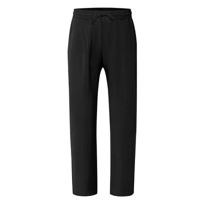 Men's Straight Leg Trousers with Elastic Drawstring Waist