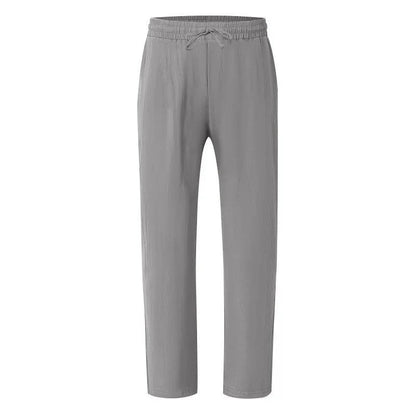 Men's Straight Leg Trousers with Elastic Drawstring Waist
