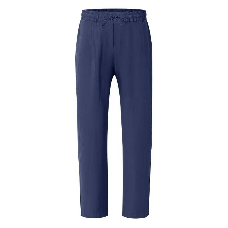Men's Straight Leg Trousers with Elastic Drawstring Waist