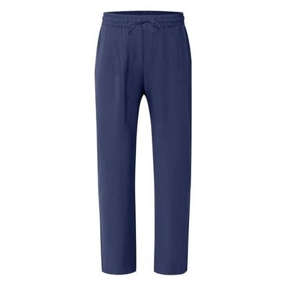Men's Straight Leg Trousers with Elastic Drawstring Waist