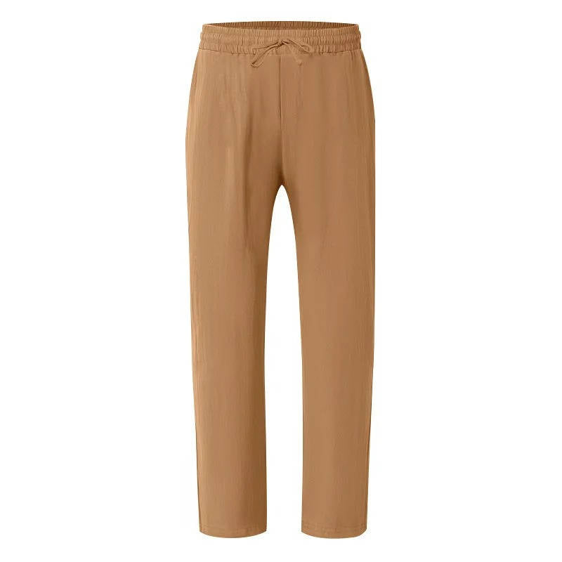 Men's Straight Leg Trousers with Elastic Drawstring Waist