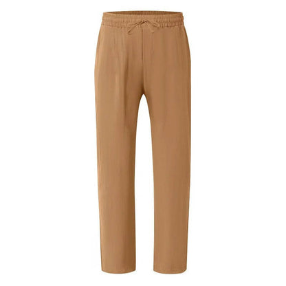 Men's Straight Leg Trousers with Elastic Drawstring Waist