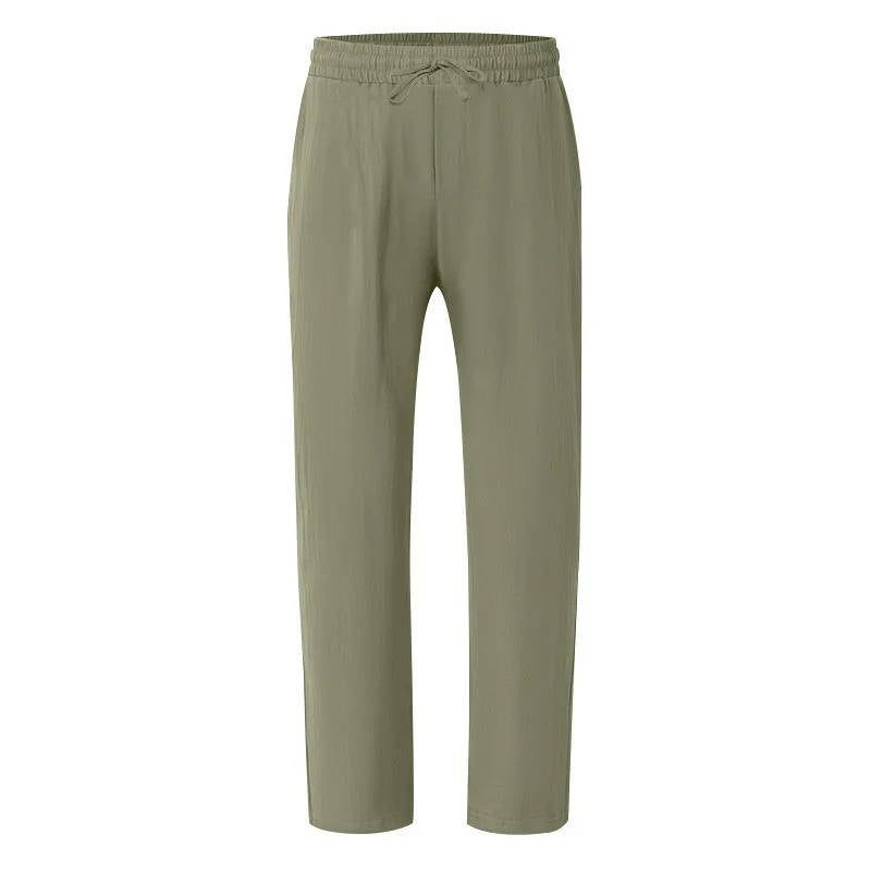 Men's Straight Leg Trousers with Elastic Drawstring Waist