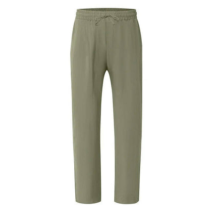 Men's Straight Leg Trousers with Elastic Drawstring Waist