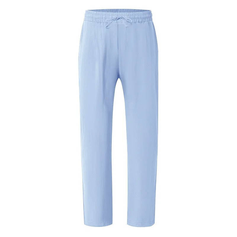 Men's Straight Leg Trousers with Elastic Drawstring Waist
