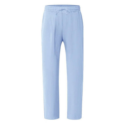 Men's Straight Leg Trousers with Elastic Drawstring Waist