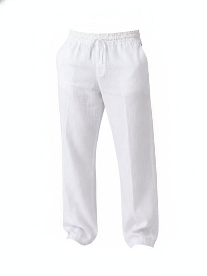 Men's Straight-Leg Trousers with Elastic Drawstring Waist and Wide Fit
