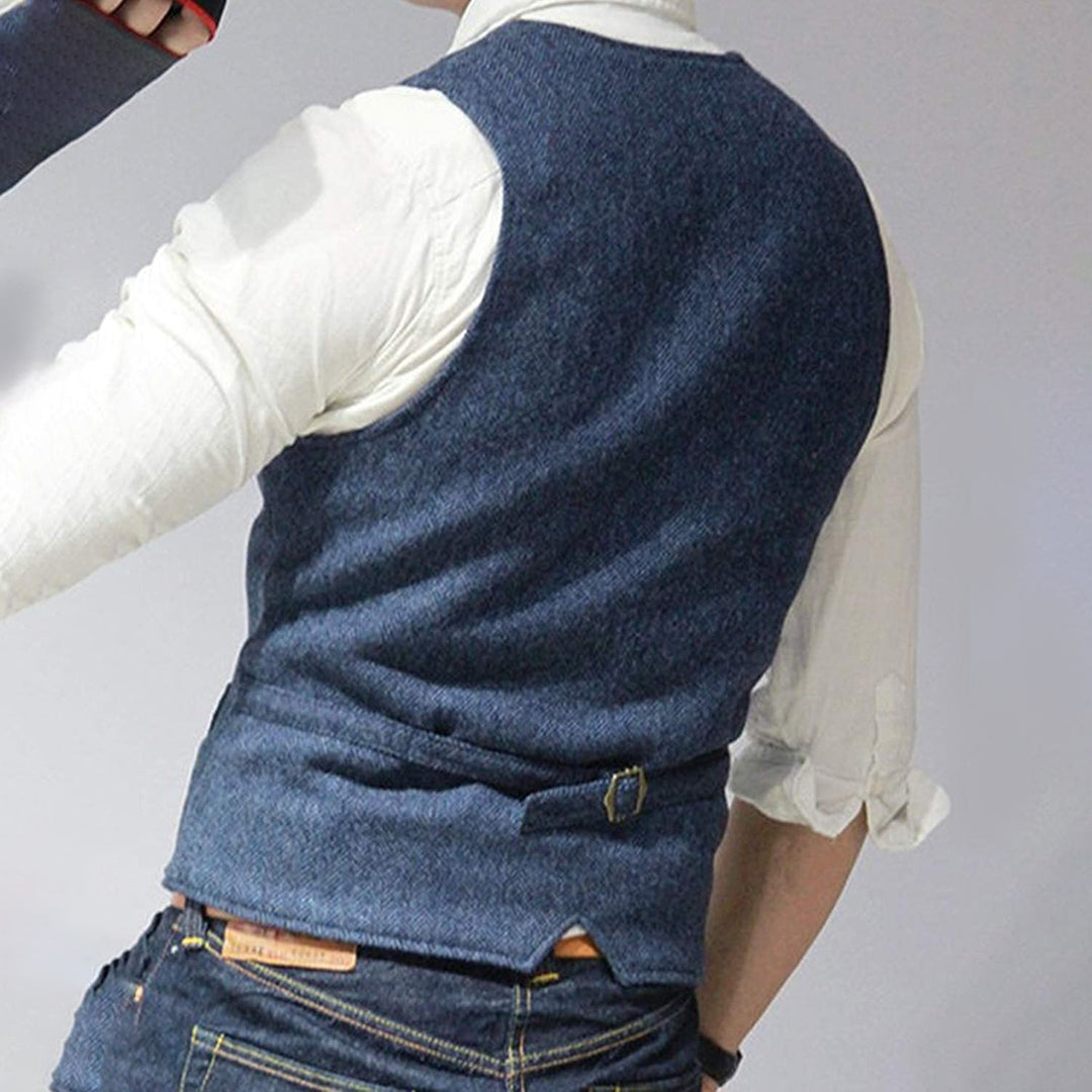 Men's Suit Vest Slim Fit with V-Neck and Button Closure