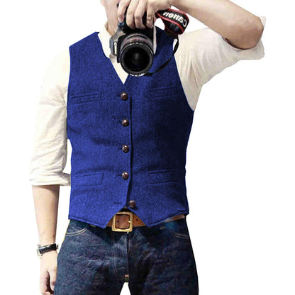 Men's Suit Vest Slim Fit with V-Neck and Button Closure