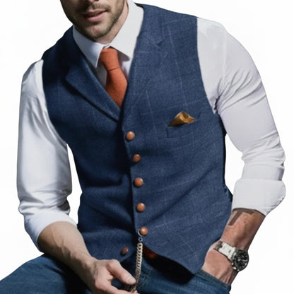 Men's Suit Vest with V-Neck, Button Closure and Chest Pocket