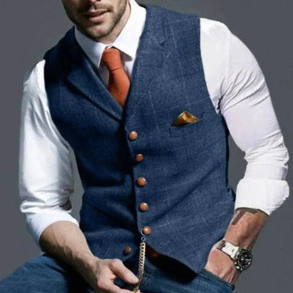 Men's Suit Vest with V-Neck, Button Closure and Chest Pocket
