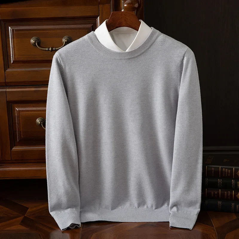 Men's Sweater with Round Neck and Long Sleeves Regular Fit
