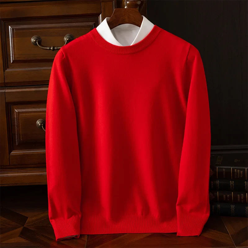 Men's Sweater with Round Neck and Long Sleeves Regular Fit