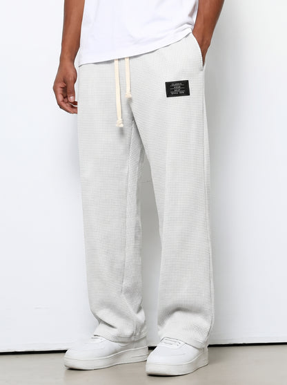 Men's Sweatpants with Drawstring Waist and Waffle Texture