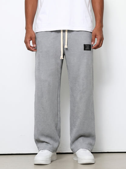 Men's Sweatpants with Drawstring Waist and Waffle Texture