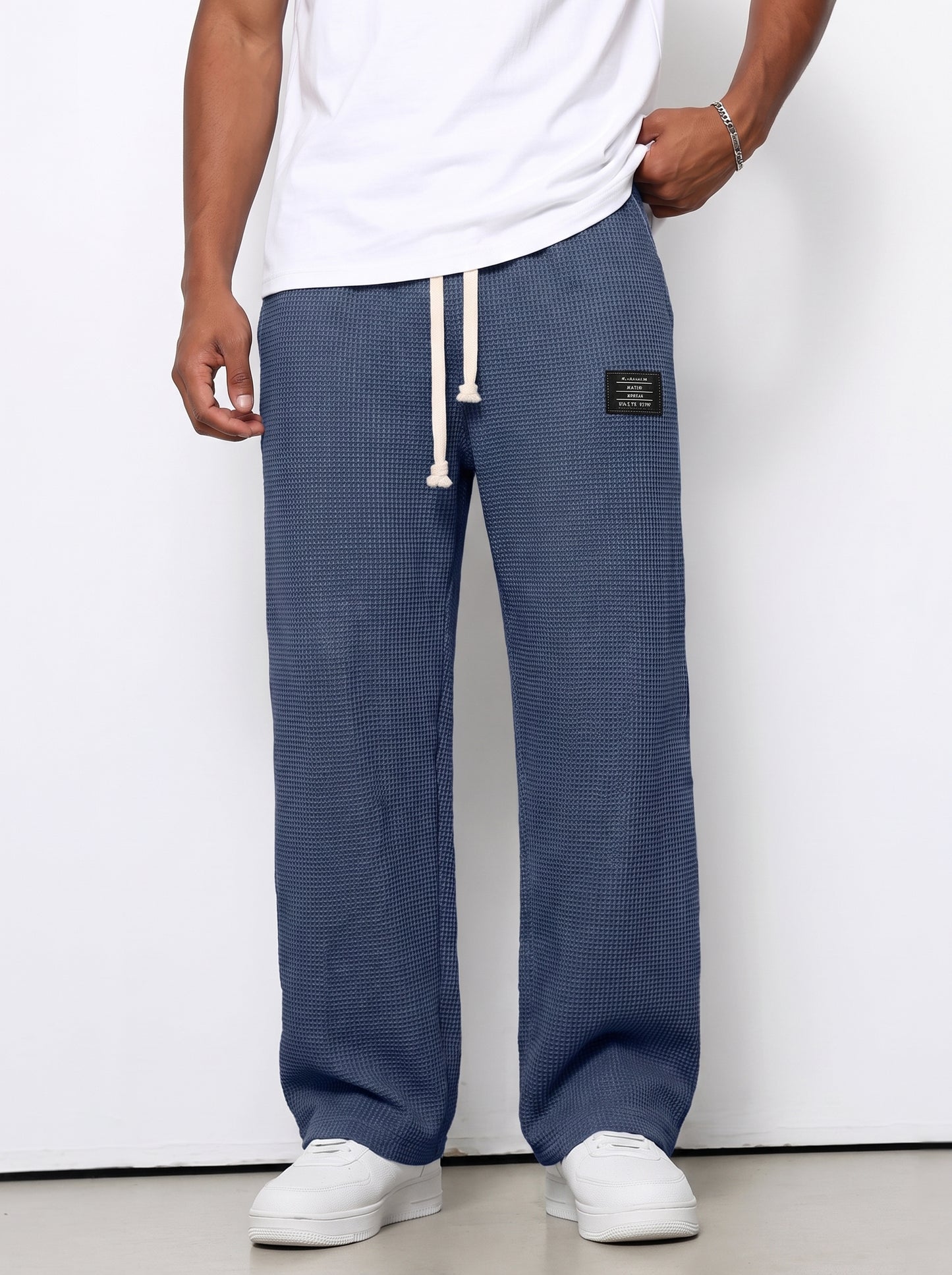 Men's Sweatpants with Drawstring Waist and Waffle Texture