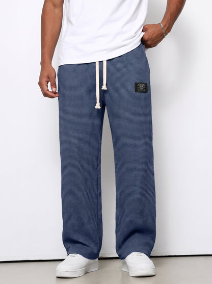 Men's Sweatpants with Drawstring Waist and Waffle Texture