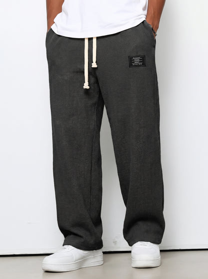 Men's Sweatpants with Drawstring Waist and Waffle Texture