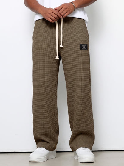 Men's Sweatpants with Drawstring Waist and Waffle Texture